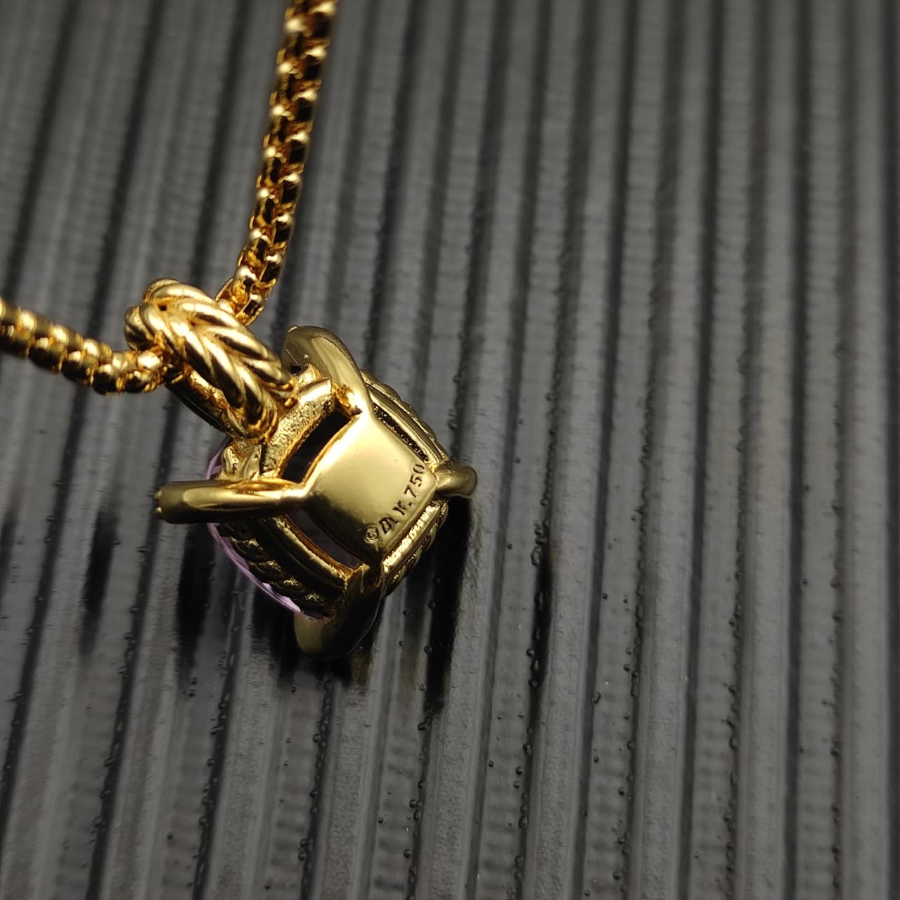 David Yurman Gold Chain with Purple Stone Pendant